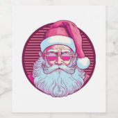 Retro vintage roze kerstman wijn etiket (Enkel label)