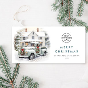 Retro Vintage Sage Boerenwagen Kerst Bedrijfsfeest Feestdagenkaart