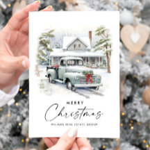 Retro Vintage Sage Boerenwagen Kerst Bedrijfskaart