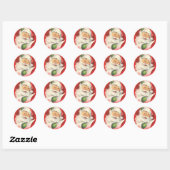 Retro Vintage Santa Claus Ronde Sticker (Vel)