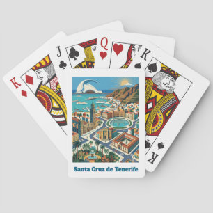 Retro Vintage Santa Cruz de Tenerife Stad Pokerkaarten