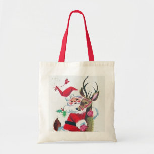Retro vintage Santa Holiday canvas tas