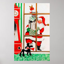 Retro vintage Santa Holiday poster