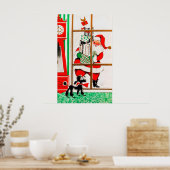 Retro vintage Santa Holiday poster (Keuken)