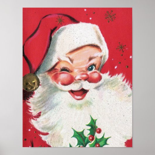 Retro vintage Santa Holiday poster (Voorkant)