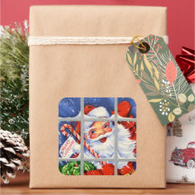 Retro vintage Santa Holiday sticker