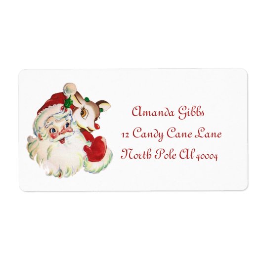 retro vintage Santa reinherder label (Voorkant)