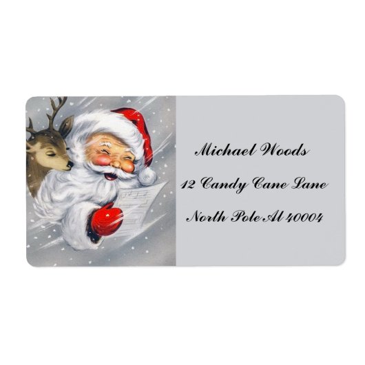 retro vintage Santa reinherder label (Voorkant)