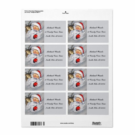 retro vintage Santa reinherder label (Full Sheet)