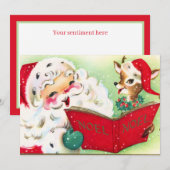 retro vintage Santa Render Feestdagenkaart (Voorkant / Achterkant)