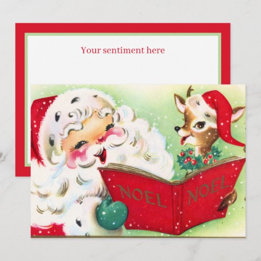 retro vintage Santa Render Feestdagenkaart (Voorkant / Achterkant)