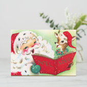 retro vintage Santa Render Feestdagenkaart (Staand voorkant)