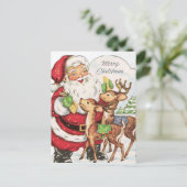 retro vintage Santa Render Feestdagenkaart (Staand voorkant)