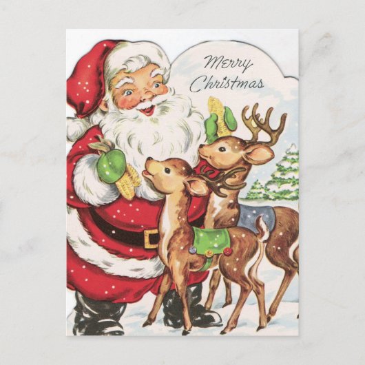 retro vintage Santa Render Feestdagenkaart (Voorkant)