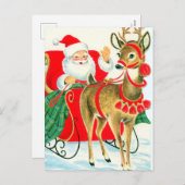 retro vintage Santa Render Feestdagenkaart (Voorkant / Achterkant)