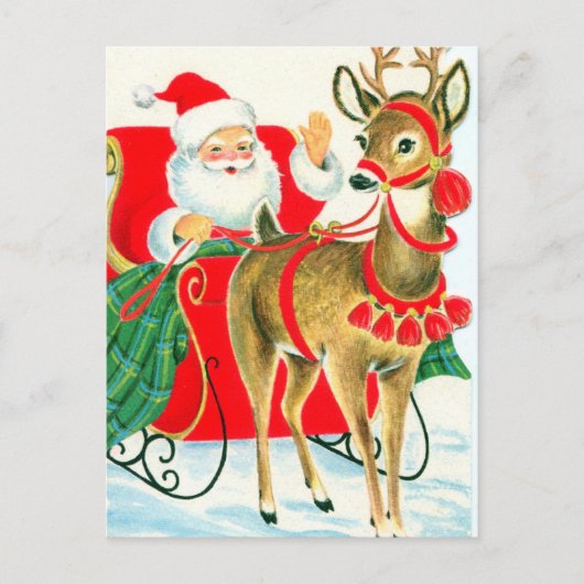 retro vintage Santa Render Feestdagenkaart (Voorkant)