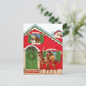 retro vintage Santa Render Feestdagenkaart (Staand voorkant)