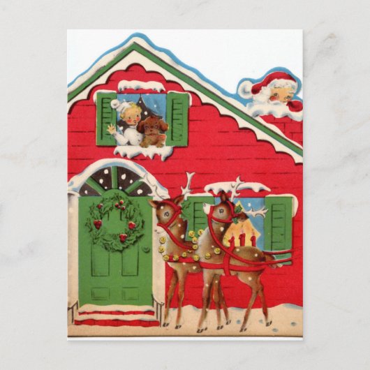 retro vintage Santa Render Feestdagenkaart (Voorkant)
