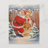 retro vintage Santa Render Feestdagenkaart (Voorkant)