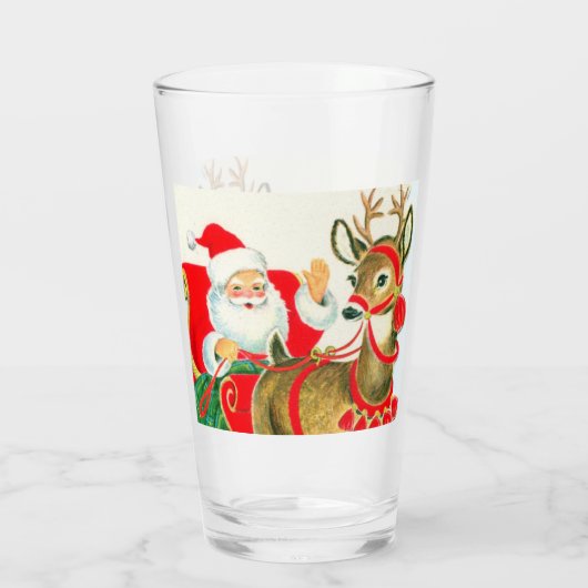 retro vintage Santa Render Glas (Achterkant)