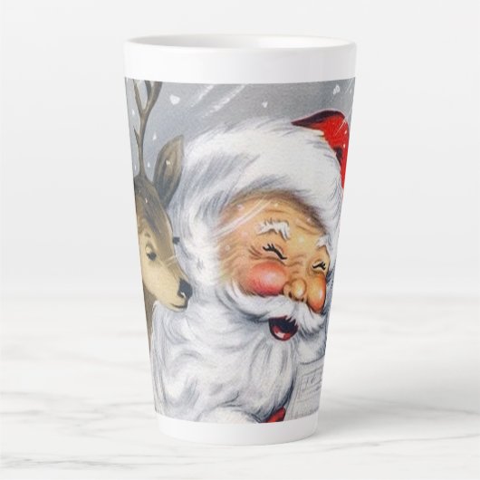 retro vintage Santa Render Latte Mok (Voorkant)