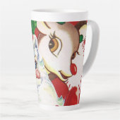 retro vintage Santa Render Latte Mok (Rechterhoek)