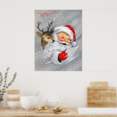 Retro vintage Santa Render poster (Keuken)