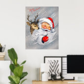 Retro vintage Santa Render poster (Thuiskantoor)