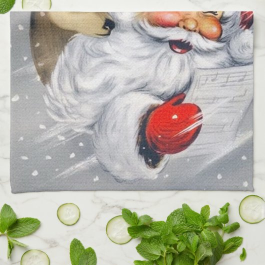 retro vintage Santa Render Theedoek (Gevouwen)