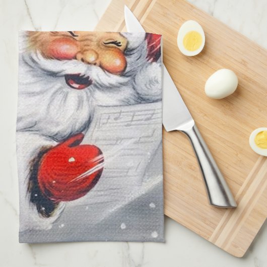 retro vintage Santa Render Theedoek (Quarter Fold)