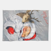 retro vintage Santa Render Theedoek (Horizontaal)