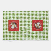 Retro Vintage Santa, Rendier en Holly Theedoek (Horizontaal)