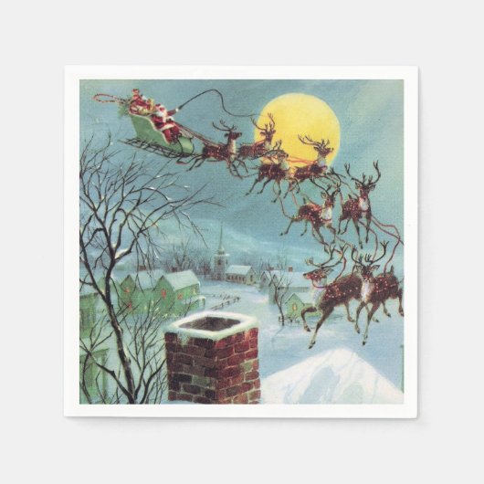 retro vintage Santa snewman Holiday Servet (Voorkant)