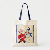 retro vintage Santa snewman Holiday Tote Bag (Voorkant)