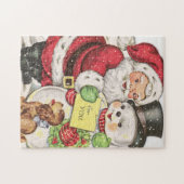 retro vintage Santa snewman Legpuzzel (Horizontaal)