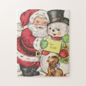 retro vintage Santa snewman Legpuzzel (Verticaal)