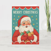Retro Vintage Santa Sparkle Christmas Feestdagen Kaart (Voorkant)