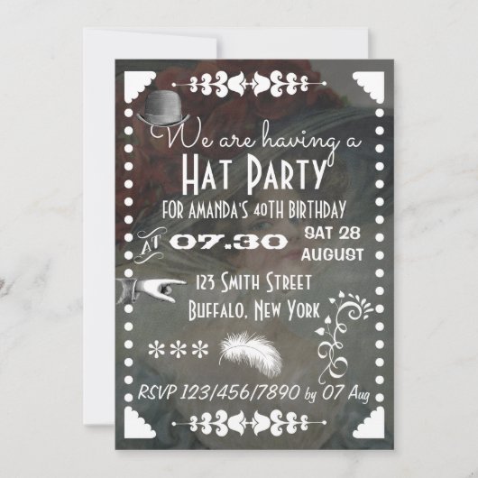 Retro Vintage Schoolbord Hoedenfeest Kaart (Voorkant)