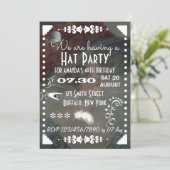 Retro Vintage Schoolbord Hoedenfeest Kaart (Staand voorkant)