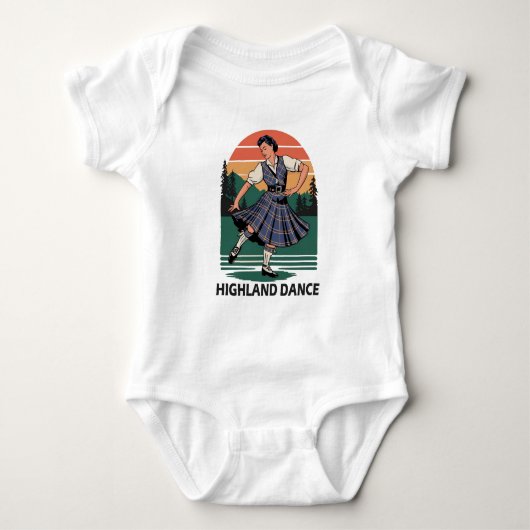 Retro vintage Schotse Hoogland Dans ontwerp cadeau Romper (Voorkant)