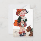 retro vintage Schotse meisje Valentijn Notitiekaartje (Voorkant)
