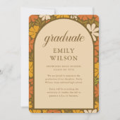 Retro Vintage Script Bloemen Afstudeerfeest Aankondiging (Voorkant)