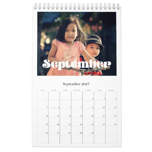 Retro vintage script gezinskalender 2027 kalender (Sep 2027)