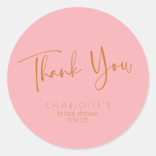 Retro Vintage Script Roze Bruiloft Dank Je Ronde Sticker