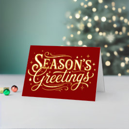 Retro Vintage Season’s Greetings Christmas Folie Feestdagenkaart