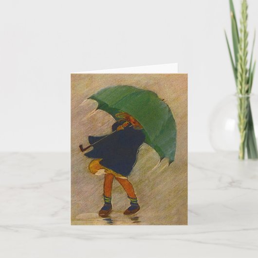 Retro Vintage Shower Umbrella Blank Note Cards Kaart (Voorkant)