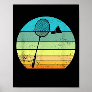 Retro Vintage Shuttle Racket Badminton Speler Poster