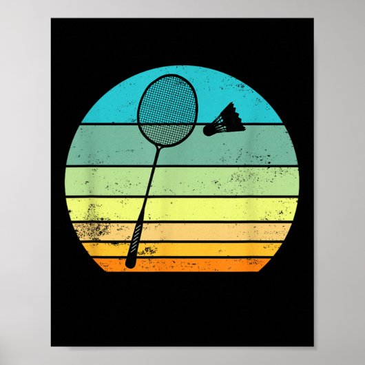 Retro Vintage Shuttle Racket Badminton Speler  Poster (Voorkant)