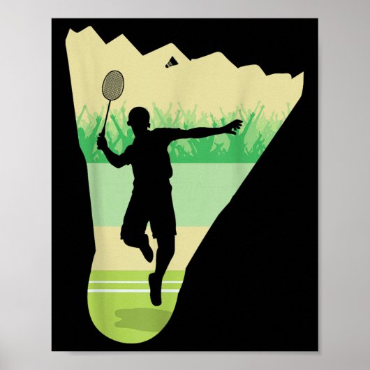 Retro Vintage Shuttle Speler Badminton Poster (Voorkant)