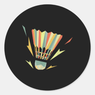Retro Vintage Shuttle Speler Badminton Ronde Sticker